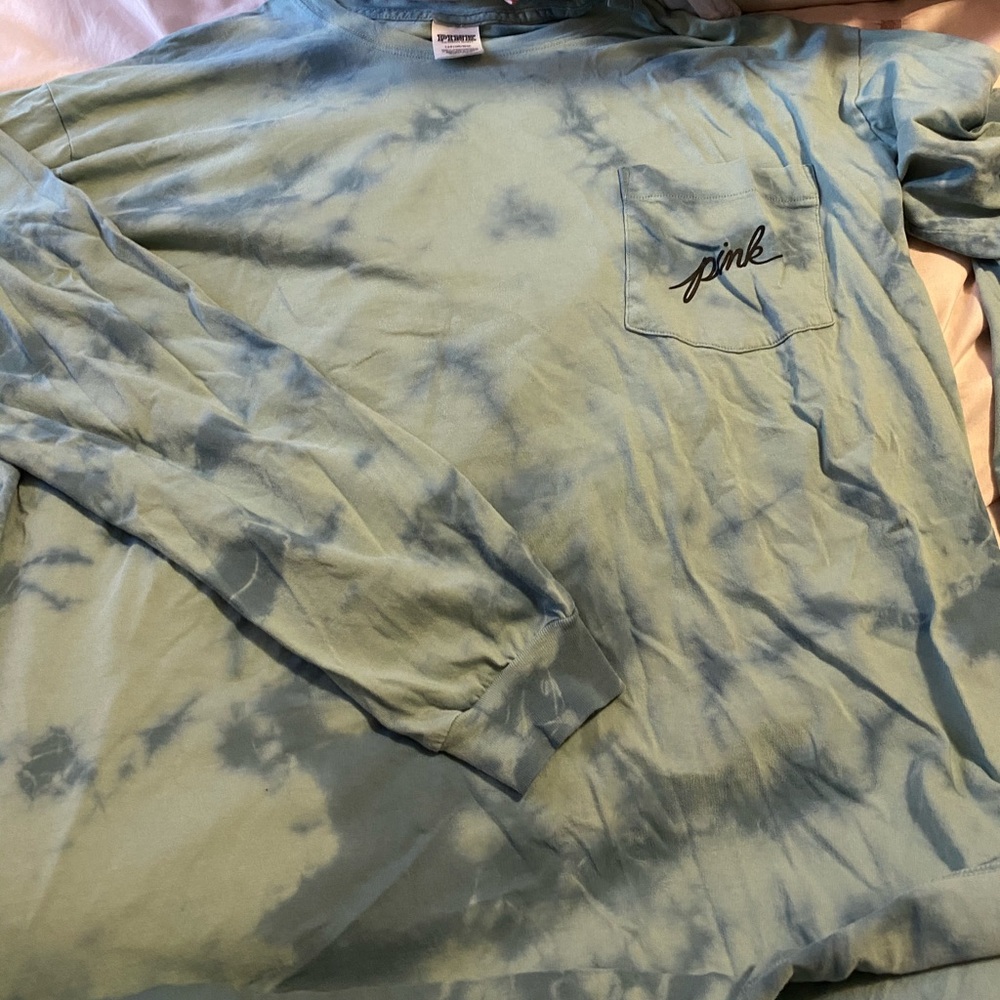 PINK Teal Tie Dye Long Sleeve Tee